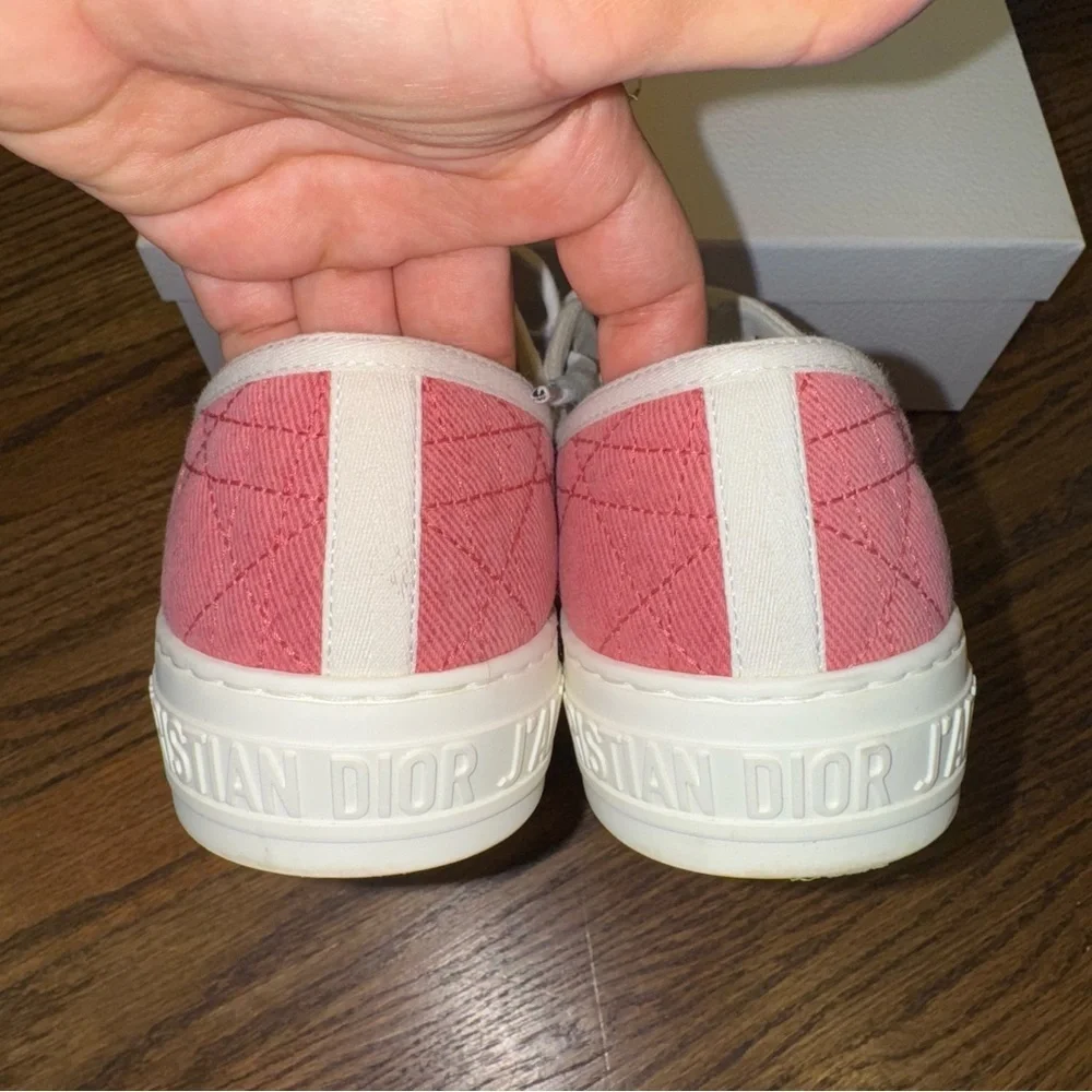 Size 9.5 Christian Dior Walk'n'Dior Canvas Sneakers Pink - Picture 7 of 14